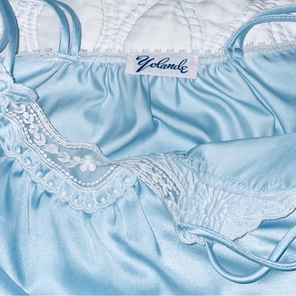 Vintage Yolande pastel blue slip nightgown size S - Picture 3 of 11